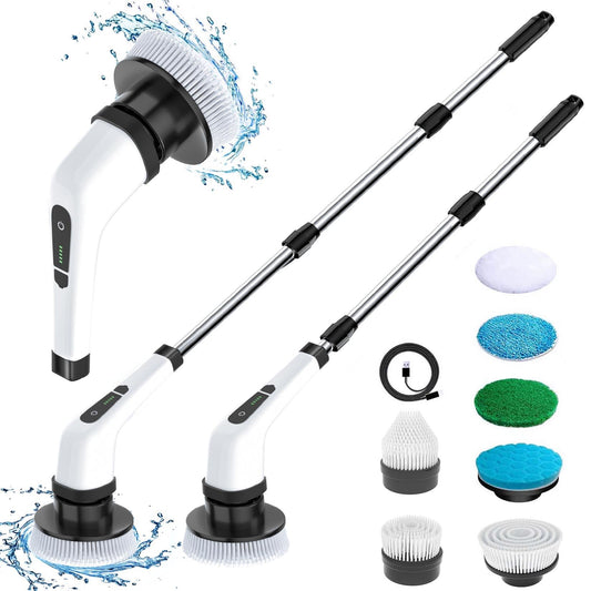 7 in 1 Electric Spin Scrubber – Power Cleaner with 7 Brush Heads & Adjustable Handle"